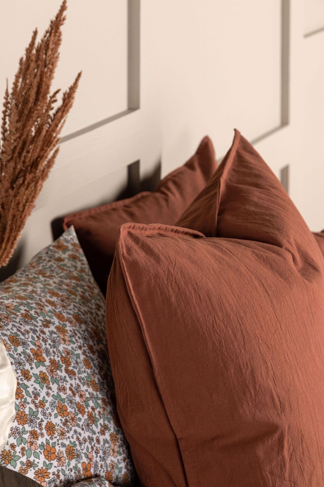 Ronja Cushion Cover Washed Cotton, Brown, 45X45 - Image 154