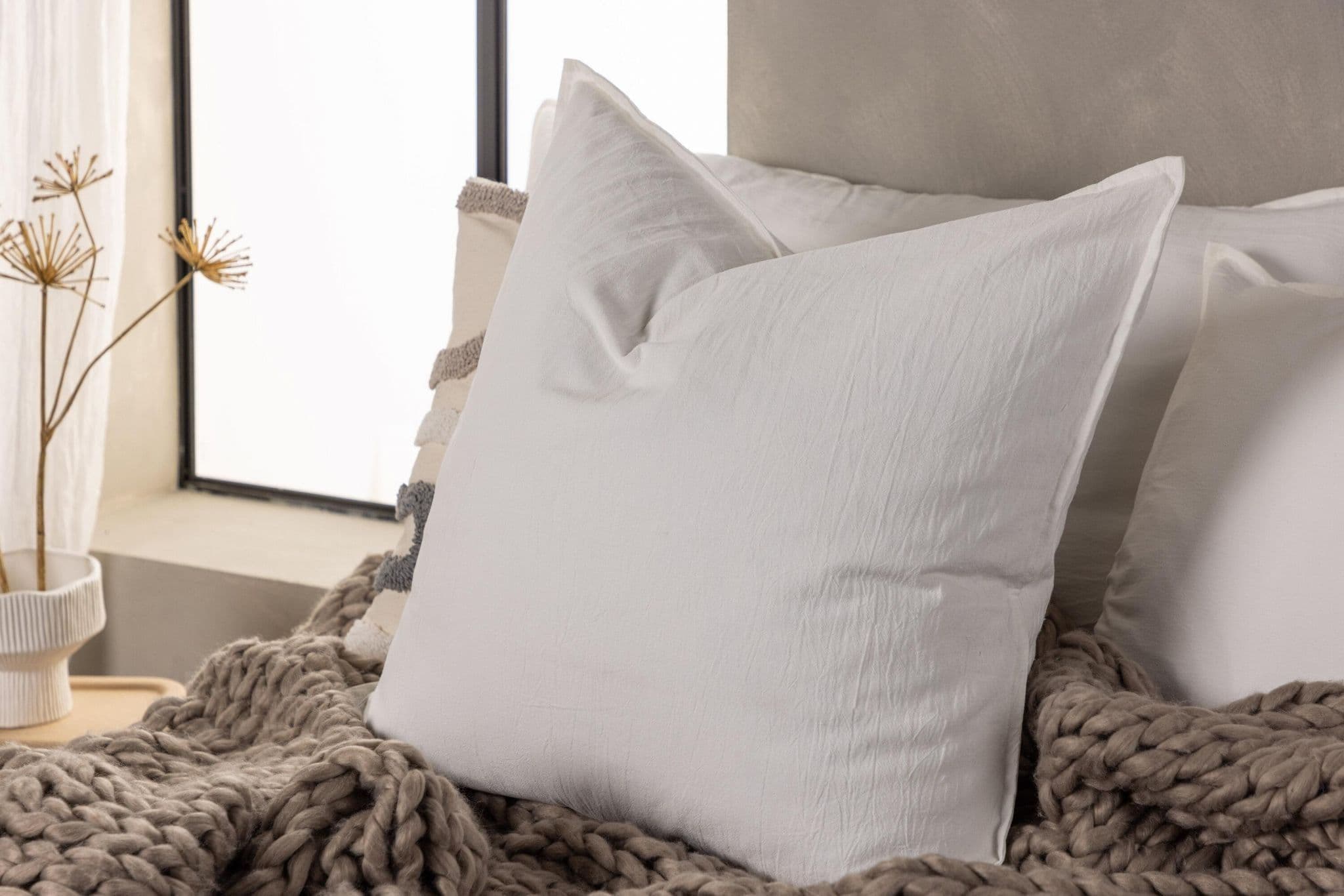 Ronja Cushion Cover Washed Cotton, Brown, 45X45 - Image 175