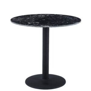 Round Belgian Black Dining Table - Black Leg 100cm - Black, 80