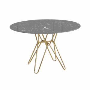 Round Black Dining Table With Gold Hairpin Style Leg - 120Cm
