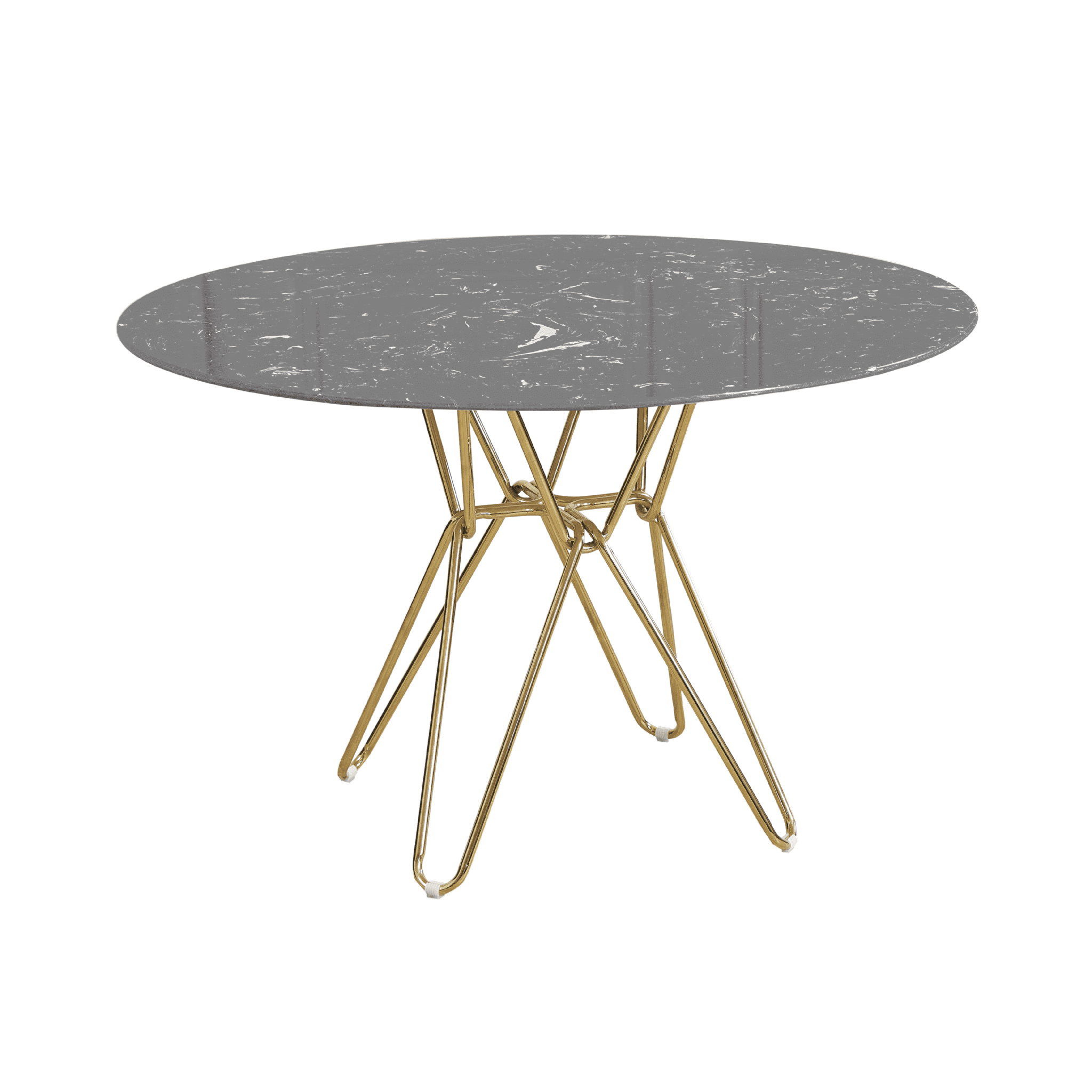 Round Black Dining Table With Gold Hairpin Style Leg - 120Cm