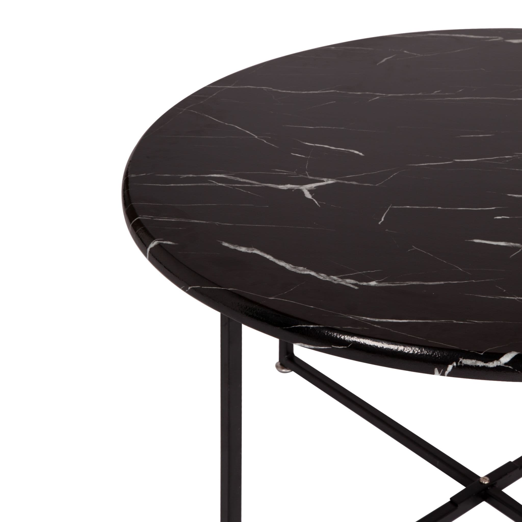 Round Coffee Table With Black Marble Top - Image 3