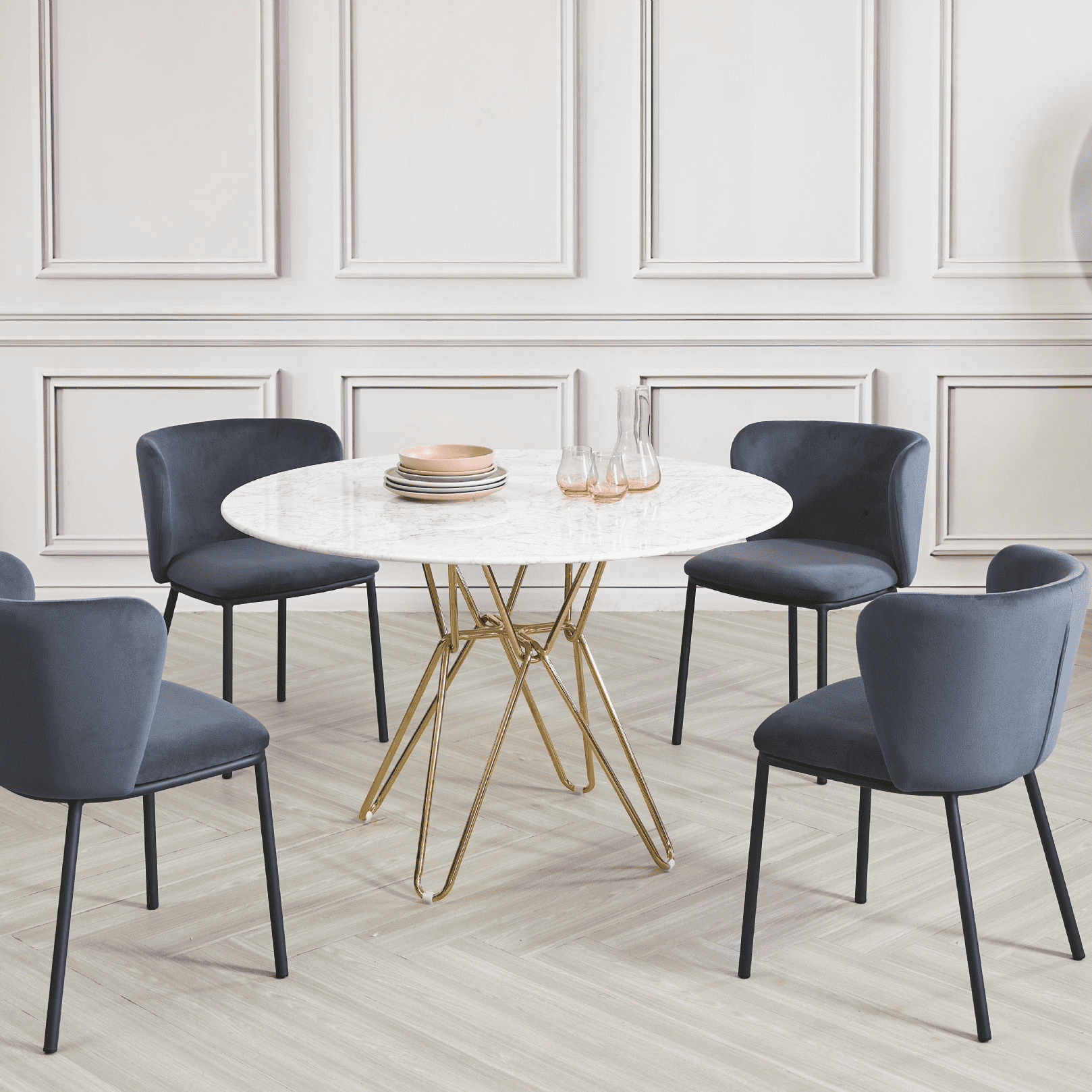 Round Black Dining Table With Gold Hairpin Style Leg - 120Cm - Image 6