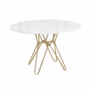 Round Black Dining Table With Gold Hairpin Style Leg - 120cm - White, 120