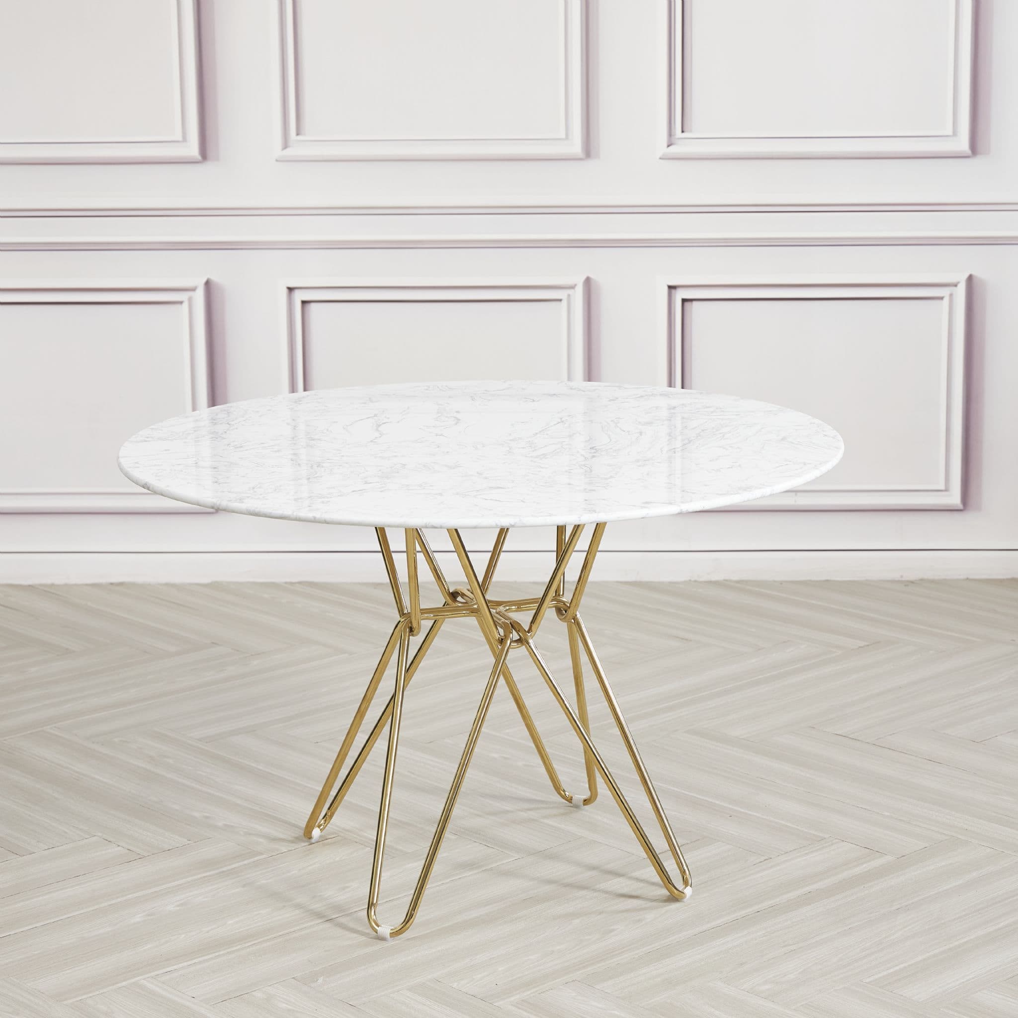 Round Black Dining Table With Gold Hairpin Style Leg - 120Cm - Image 8