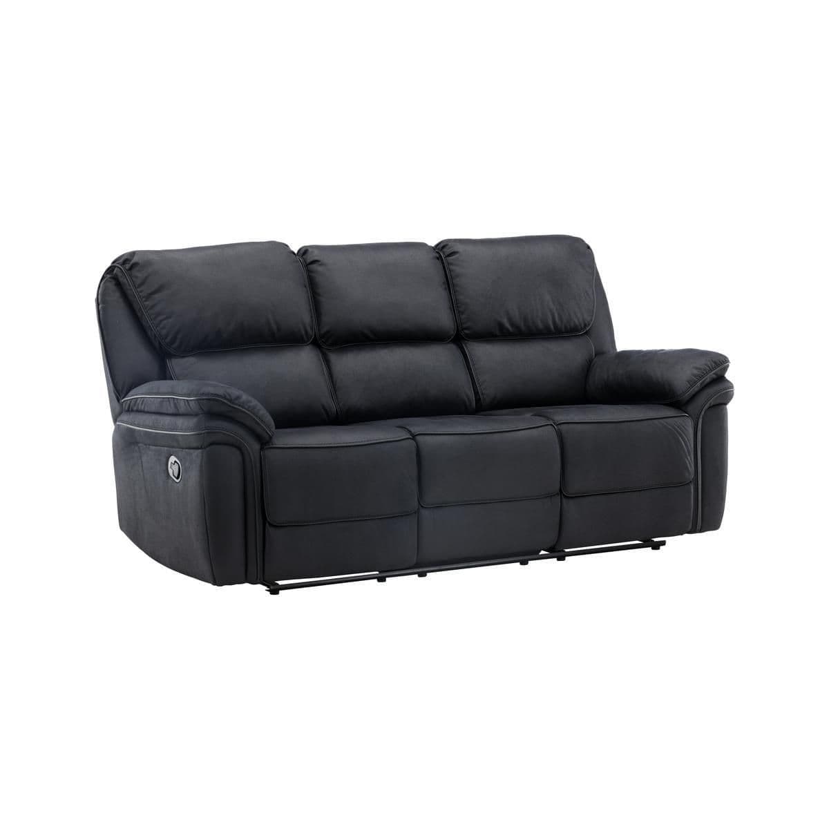Saranda Recliner 3-Seat Sofa, Black