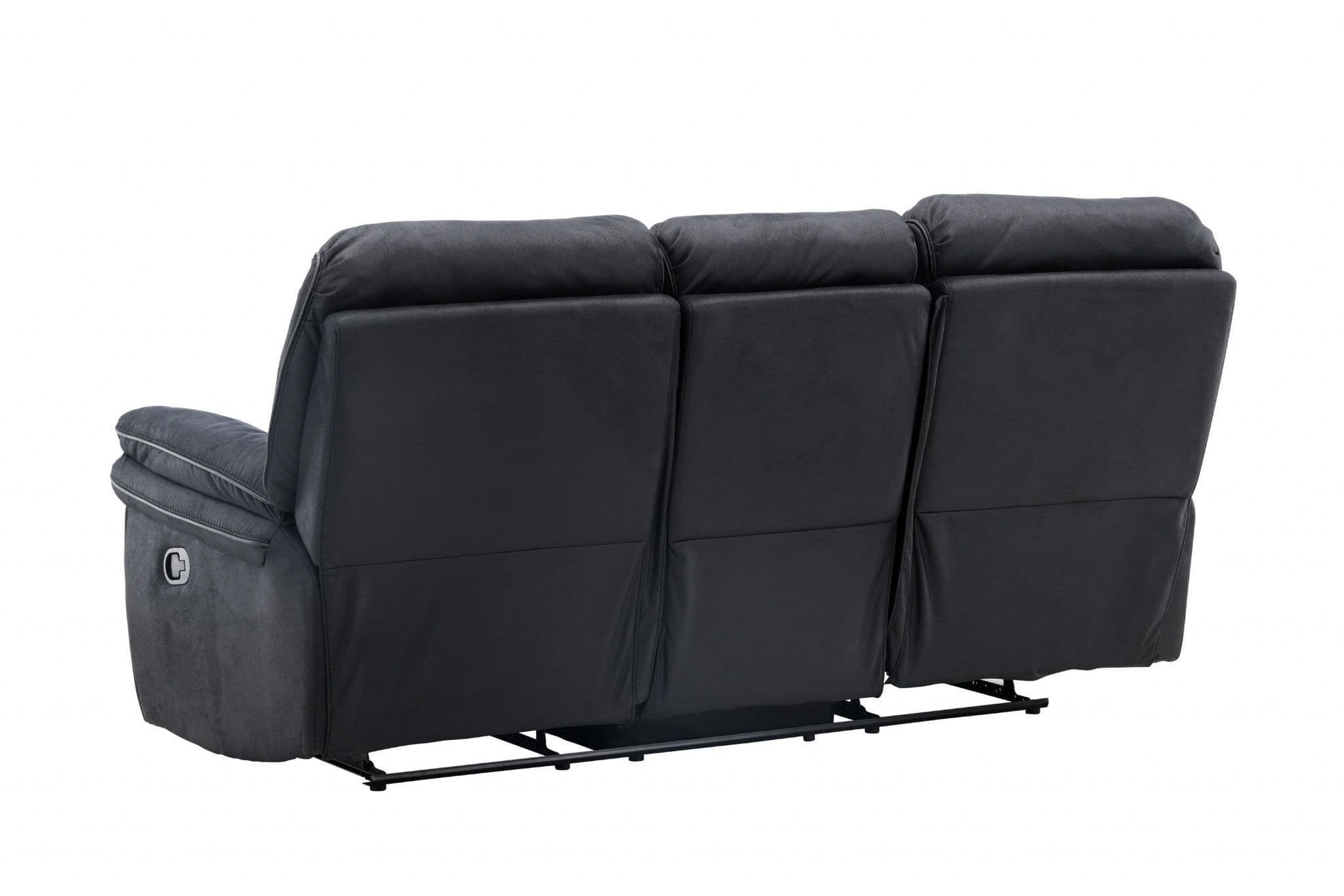 Saranda Recliner 3-Seat Sofa, Black - Image 4