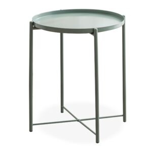 Simplistic Circle Modern Metal Coffee Table In Black - Green