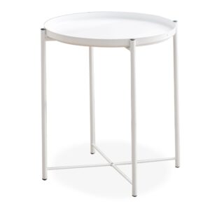 Simplistic Circle Modern Metal Coffee Table In Black - White