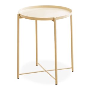 Simplistic Circle Modern Metal Coffee Table In Black - Yellow