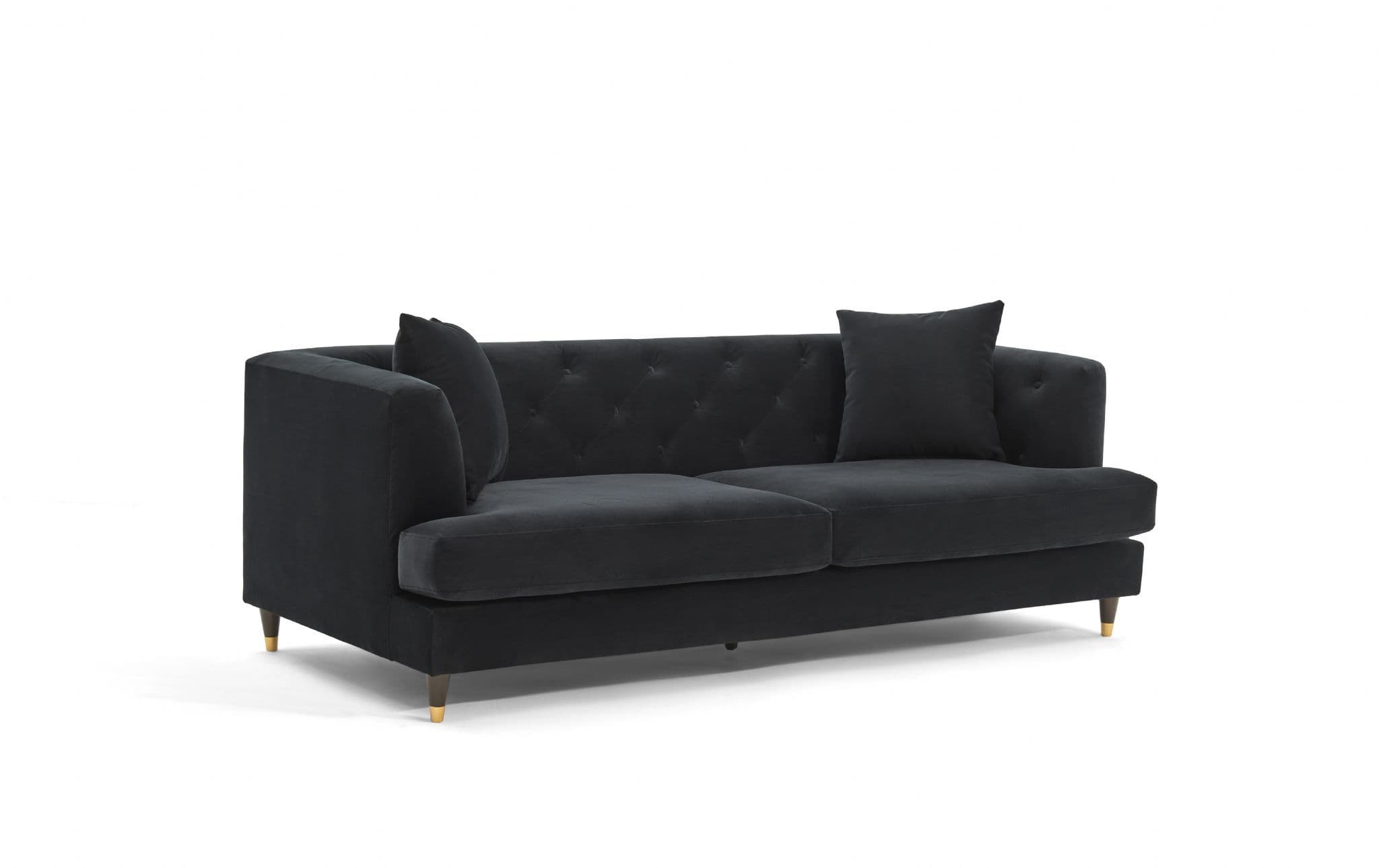 Tribeca Tufted Vintage Black Velvet 3 Seater Sofa - Image 3