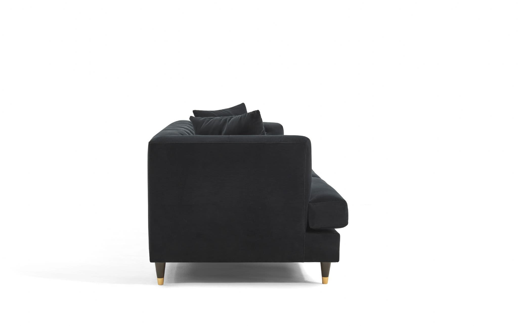 Tribeca Tufted Vintage Black Velvet 3 Seater Sofa - Image 4