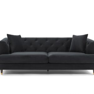 Tribeca Tufted Vintage Black Velvet 3 Seater Sofa
