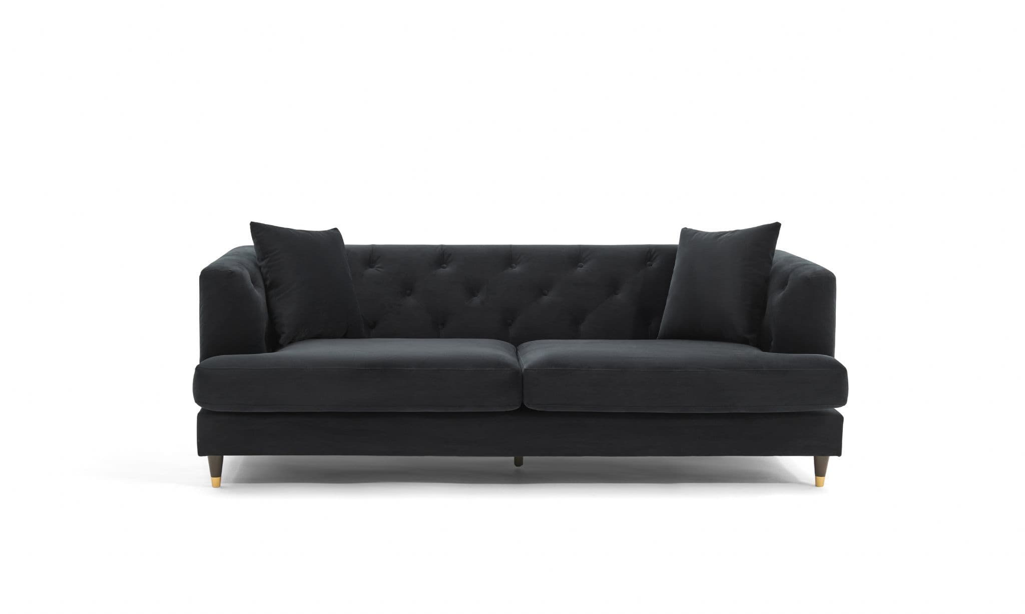 Tribeca Tufted Vintage Black Velvet 3 Seater Sofa
