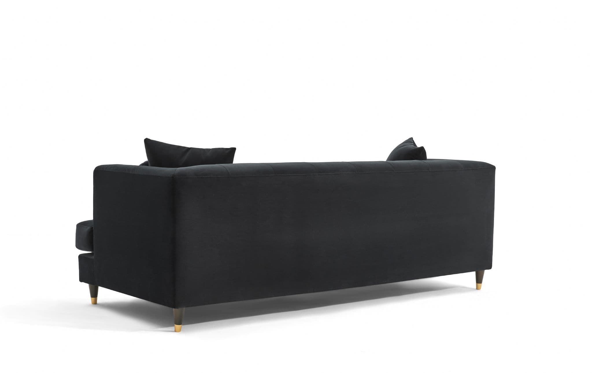 Tribeca Tufted Vintage Black Velvet 3 Seater Sofa - Image 5