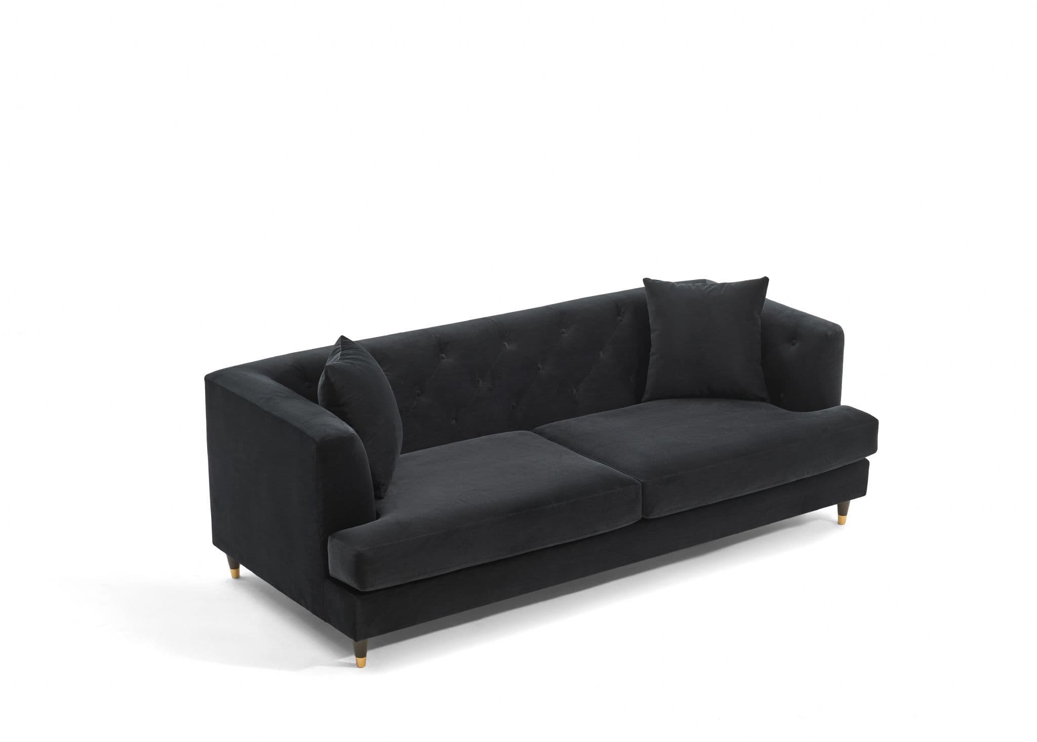 Tribeca Tufted Vintage Black Velvet 3 Seater Sofa - Image 6