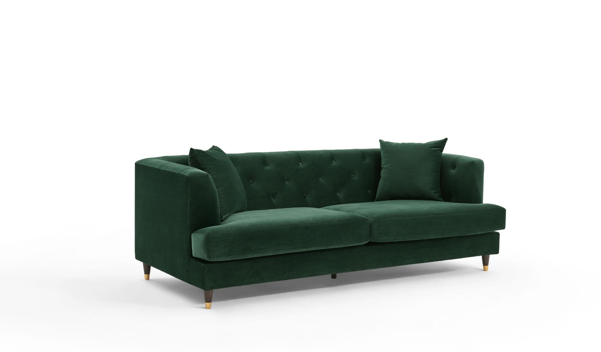 Tribeca Tufted Vintage Black Velvet 3 Seater Sofa - Image 8