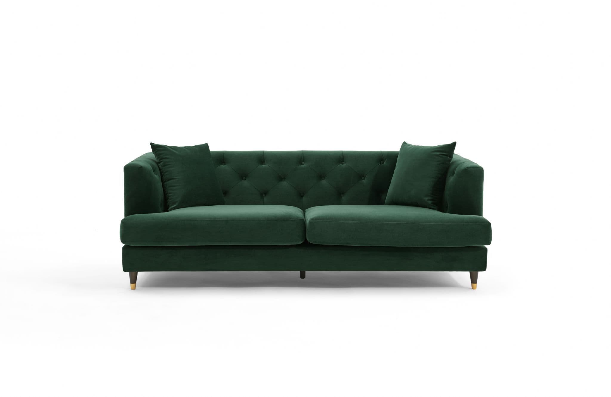 Tribeca Tufted Vintage Black Velvet 3 Seater Sofa - Image 2