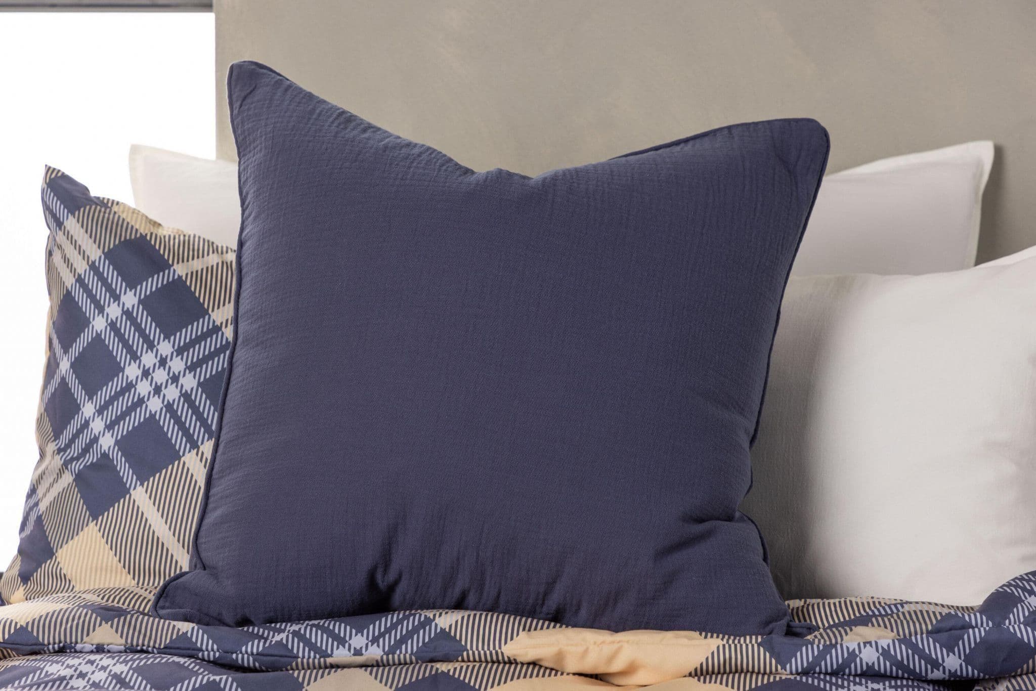 Tyra Cushion Cover Cotton Gauze, Blue, 60X60 - Image 8