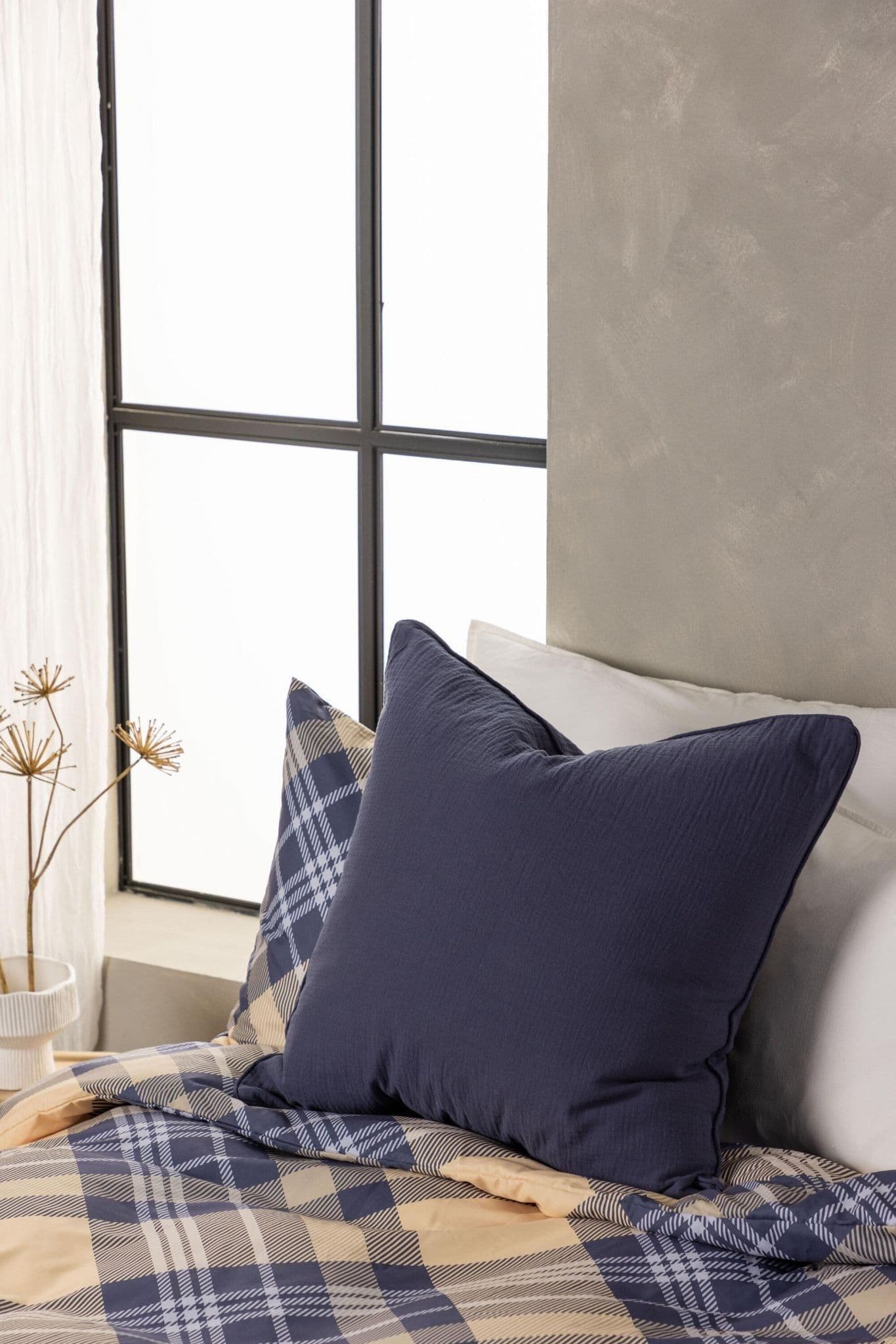 Tyra Cushion Cover Cotton Gauze, Blue, 60X60 - Image 10