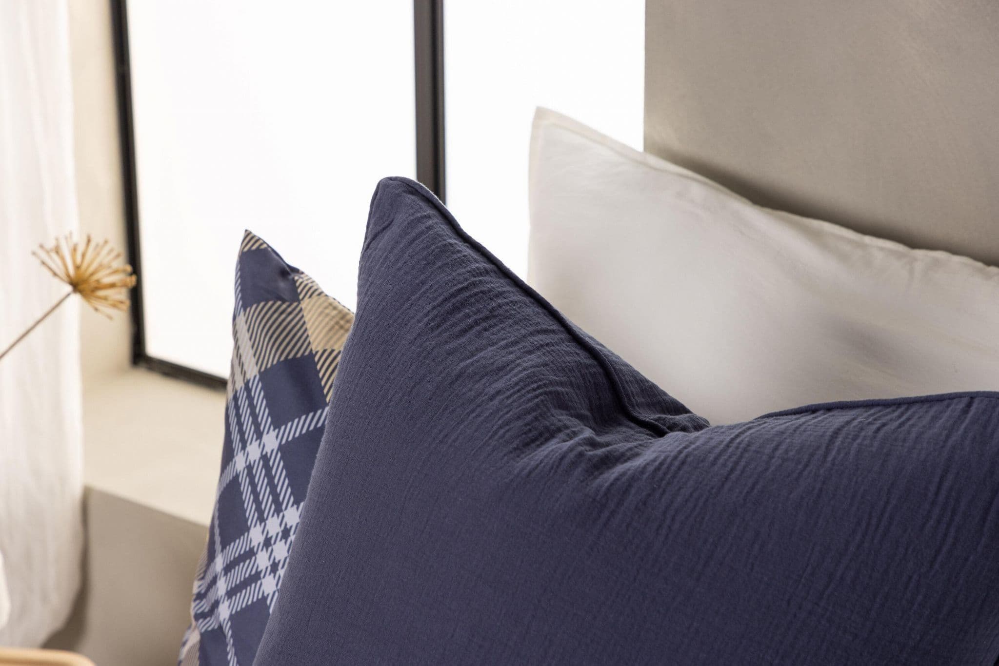 Tyra Cushion Cover Cotton Gauze, Blue, 60X60 - Image 11