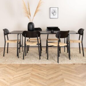 Uno Dining Table , With 6 Polly Steel Dining Chairs