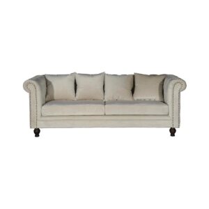 Velvet 3-Seat Sofa, Cream