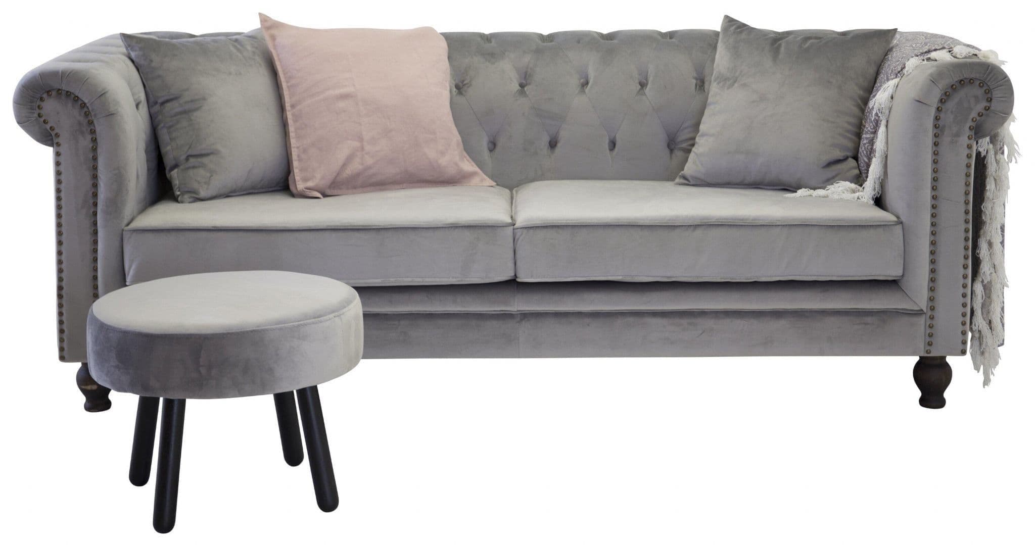 Velvet 3-Seat Sofa, Cream - Image 12