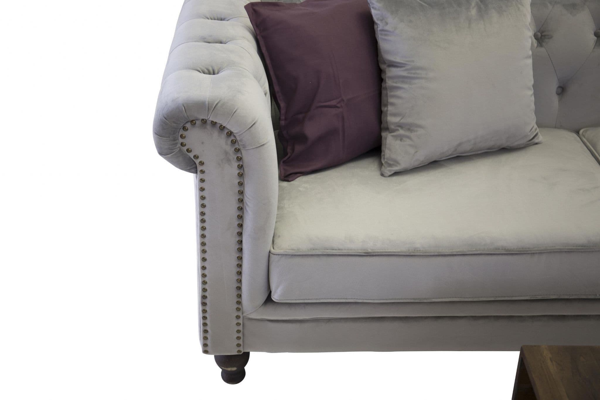 Velvet 3-Seat Sofa, Cream - Image 13