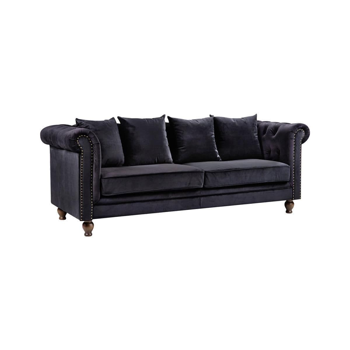 Velvet 3-Seat Sofa, Cream - Image 2