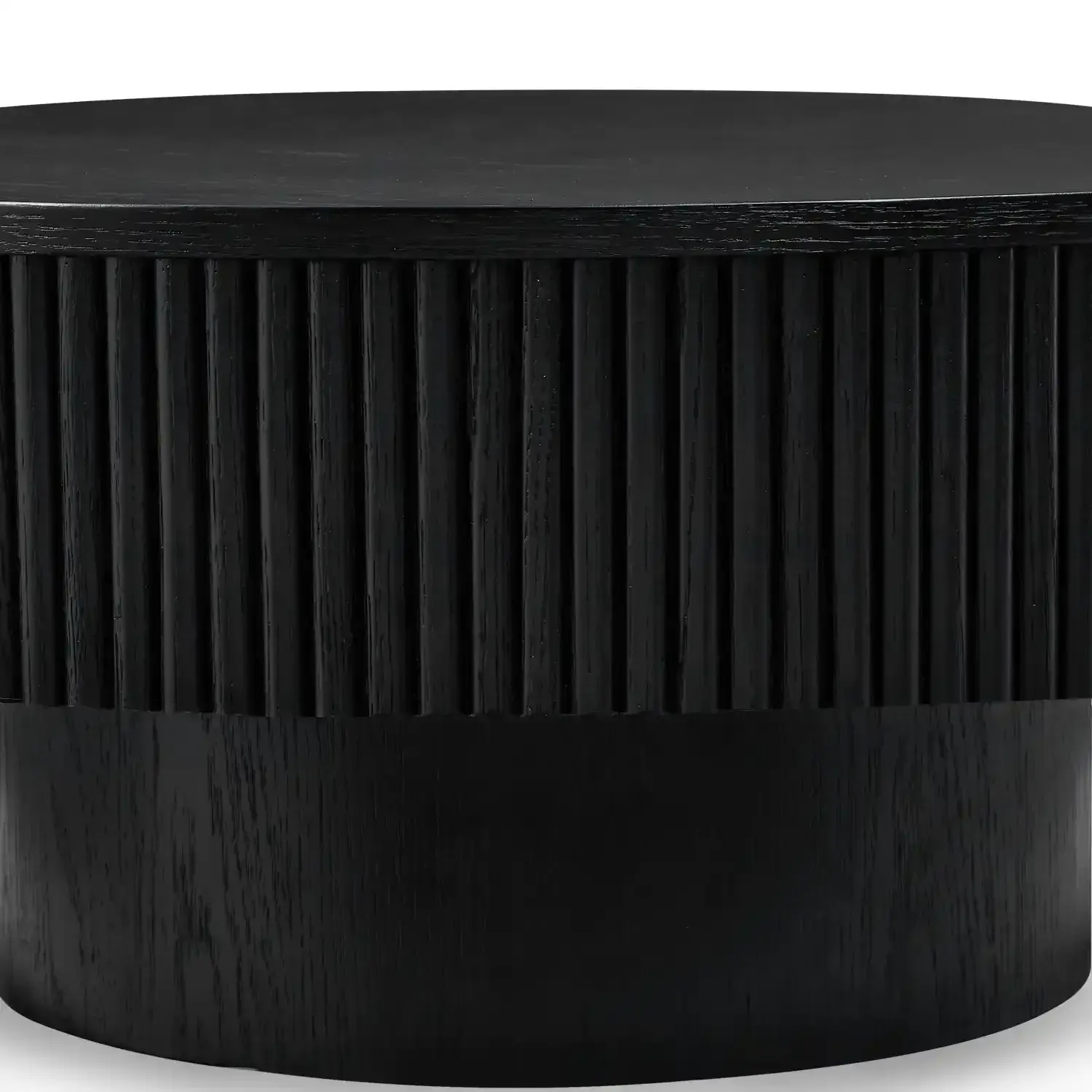 Vivid Black Wooden Round Coffee Table - Image 4