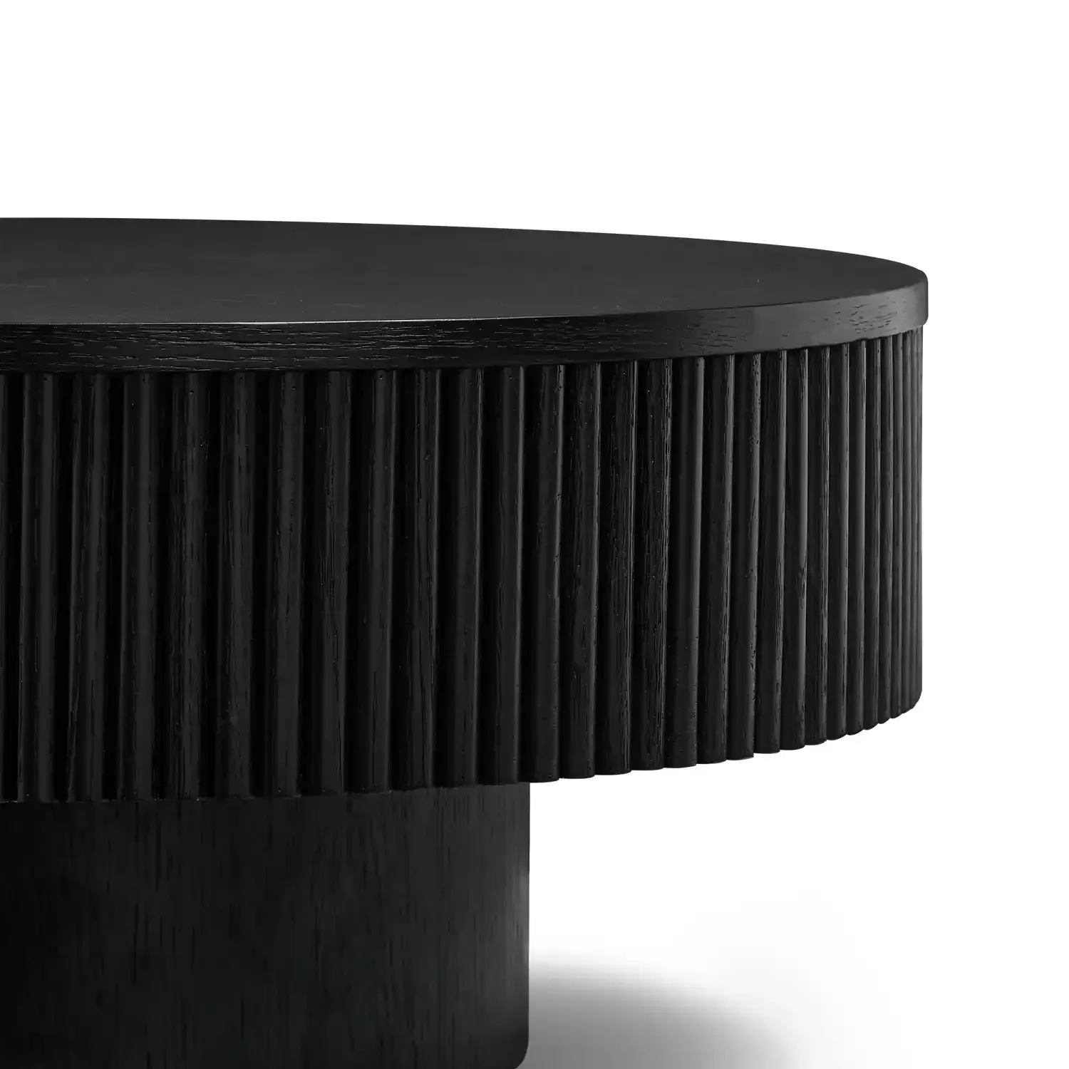 Vivid Black Wooden Round Coffee Table - Image 5