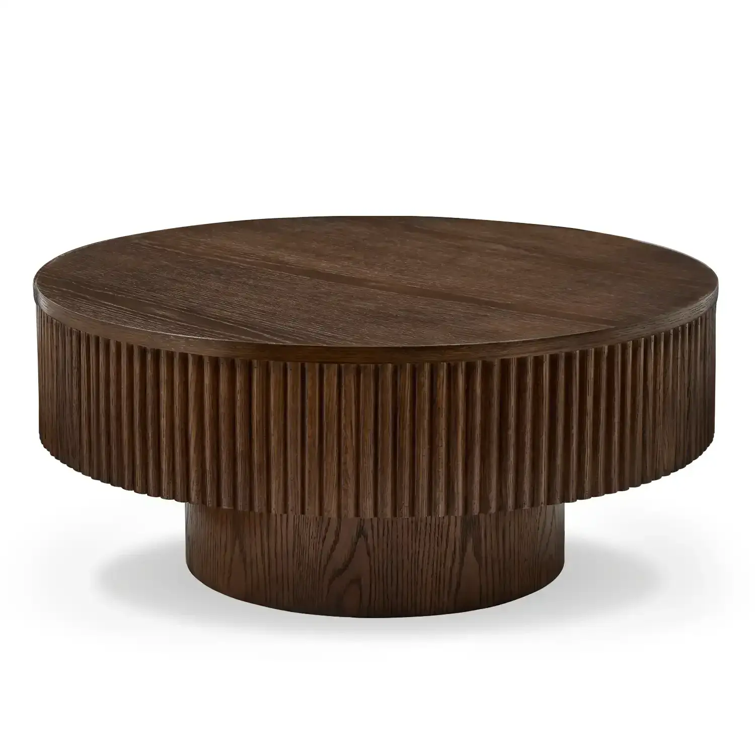 Vivid Black Wooden Round Coffee Table - Image 2