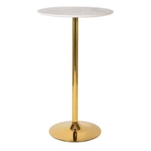 Black Bar Style Liverpool Pin Bar Table 110Cm High - Singular Gold Leg - White, 110