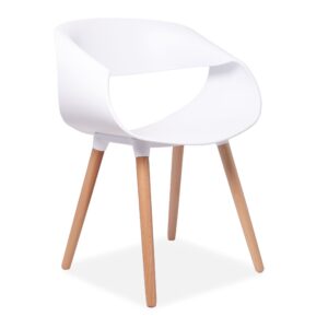 Blue Twist Back Designer Occasional Chair - With Wooden Legs - White