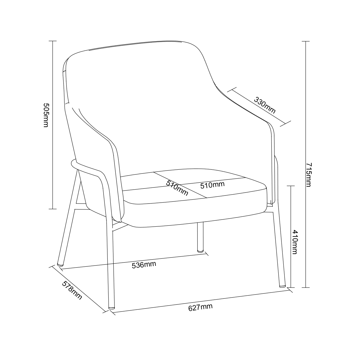 X1 Karl Blue Fabric Lounge Chair - Image 14