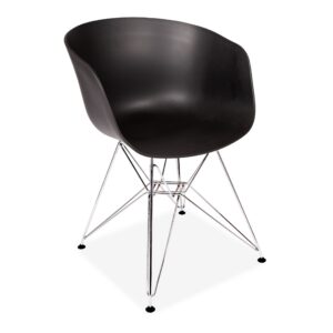 X2 Black Danish-Style Modern Armchairs With Metal Legs