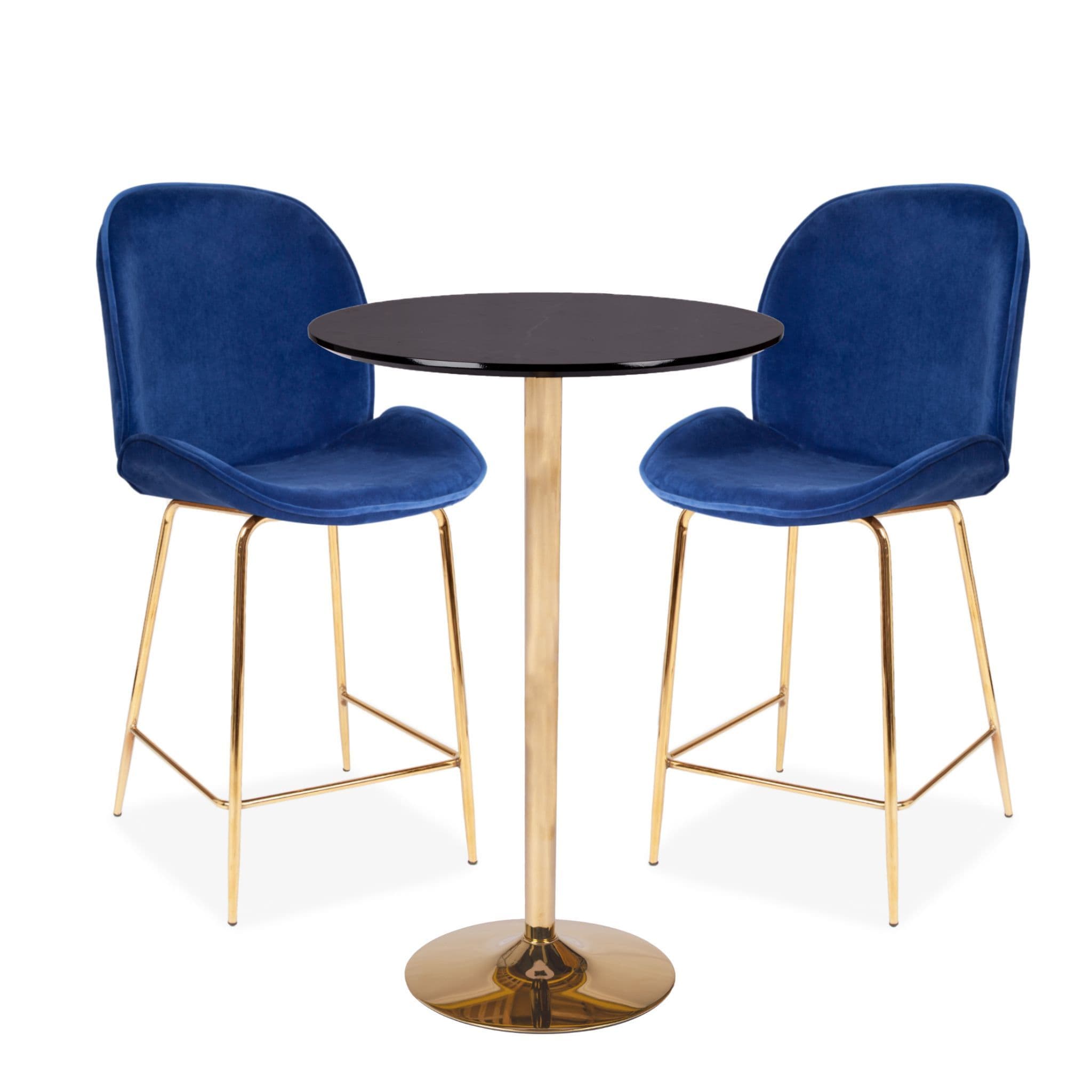 X2 Grey Journey Velvet Barstool, With Gold Legs 65Cm - Image 9