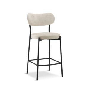 X2 Derby Padded Velvet Barstool - Cream