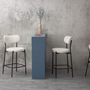 X2 Derby Padded Velvet Barstool - Cream, X2