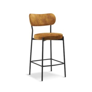 X2 Derby Padded Velvet Barstool - Mustard, X2