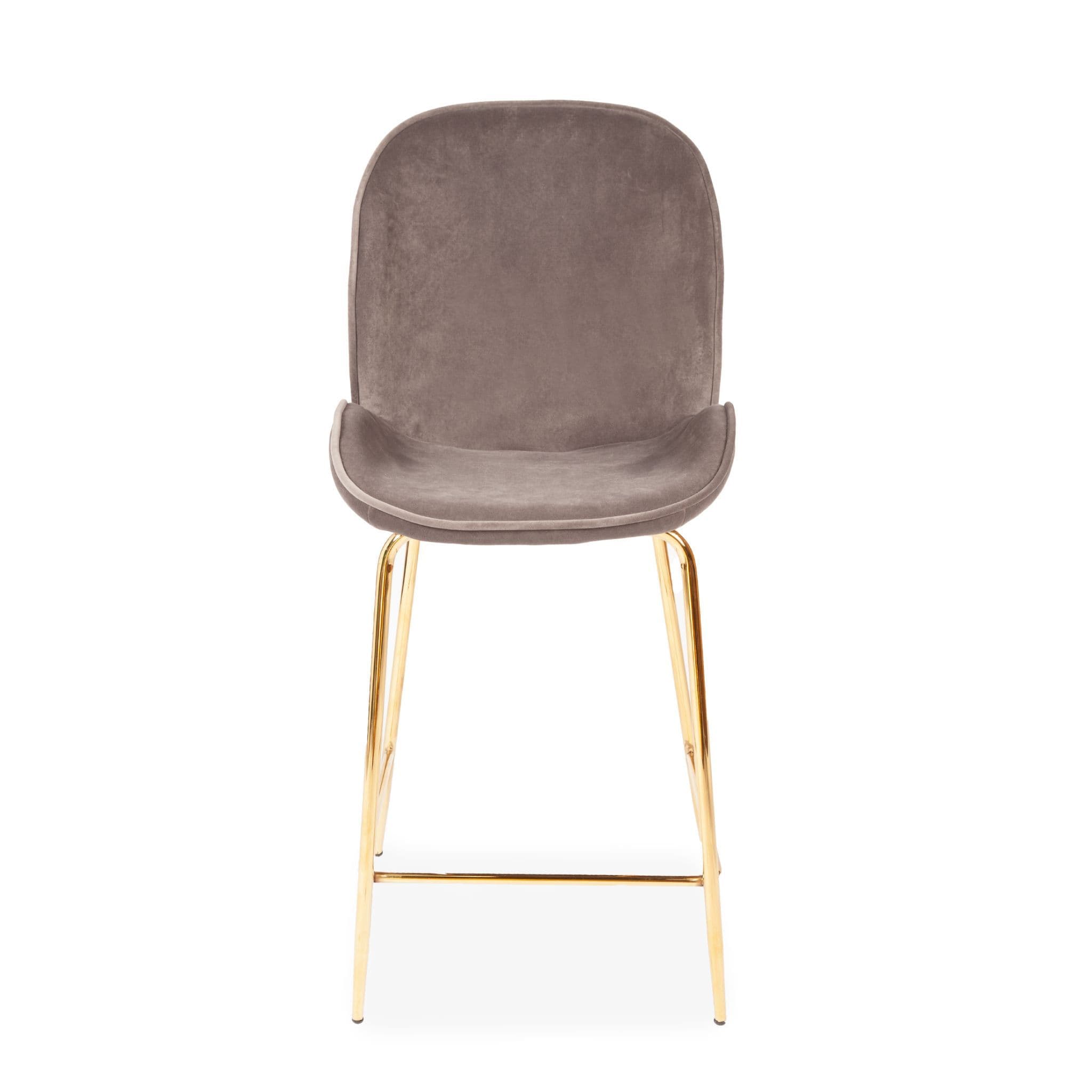X2 Journey Velvet Barstools, Grey, Gold Legs, 65/75 Cm - Image 5