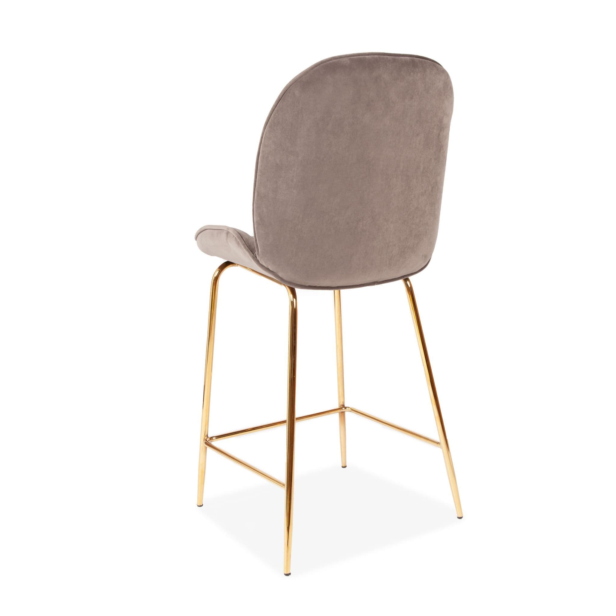 X2 Journey Velvet Barstools, Grey, Gold Legs, 65/75 Cm - Image 6