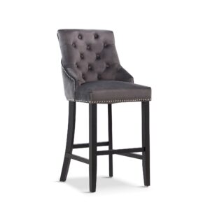 X2 Grey Nicholas Velvet Barstool
