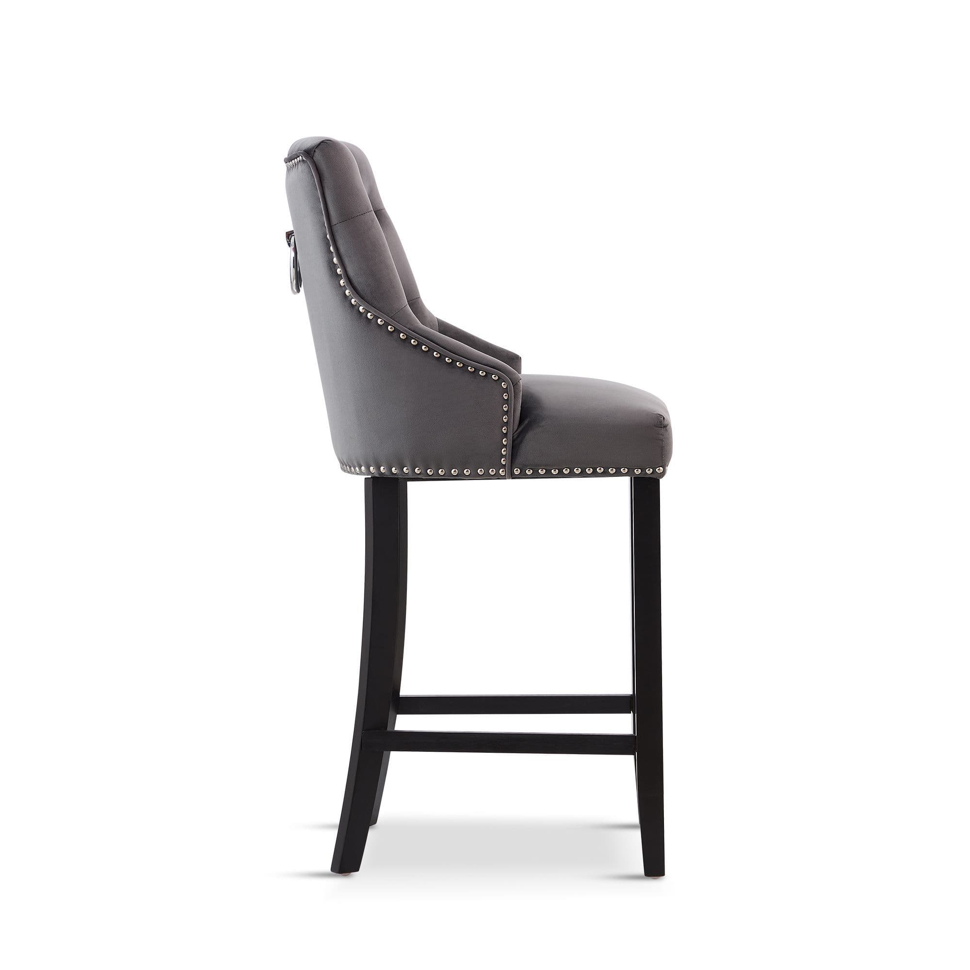 X2 Grey Nicholas Velvet Barstool - Image 3