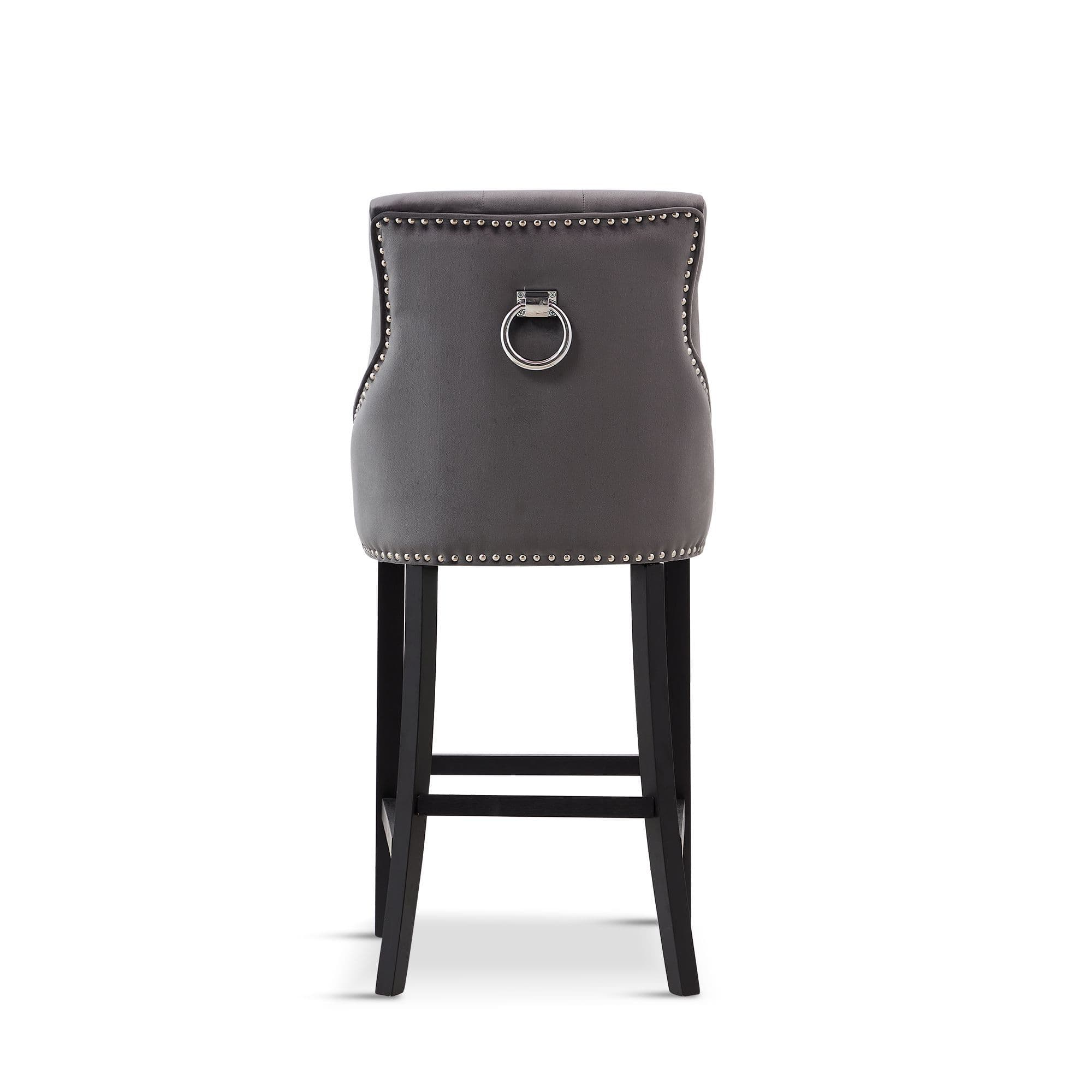 X2 Grey Nicholas Velvet Barstool - Image 4