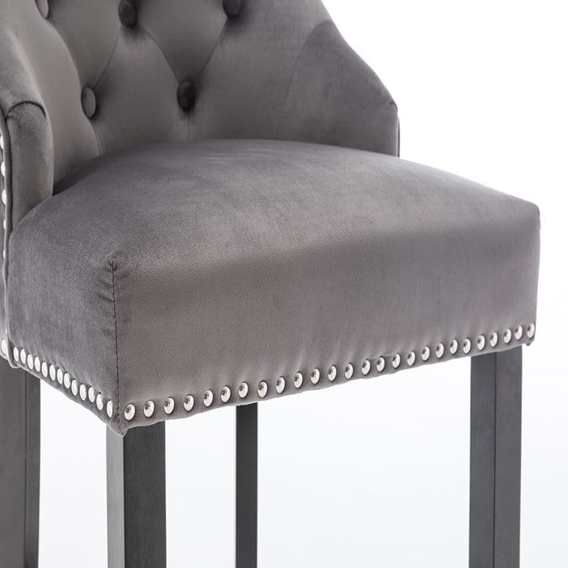 X2 Grey Nicholas Velvet Barstool - Image 5