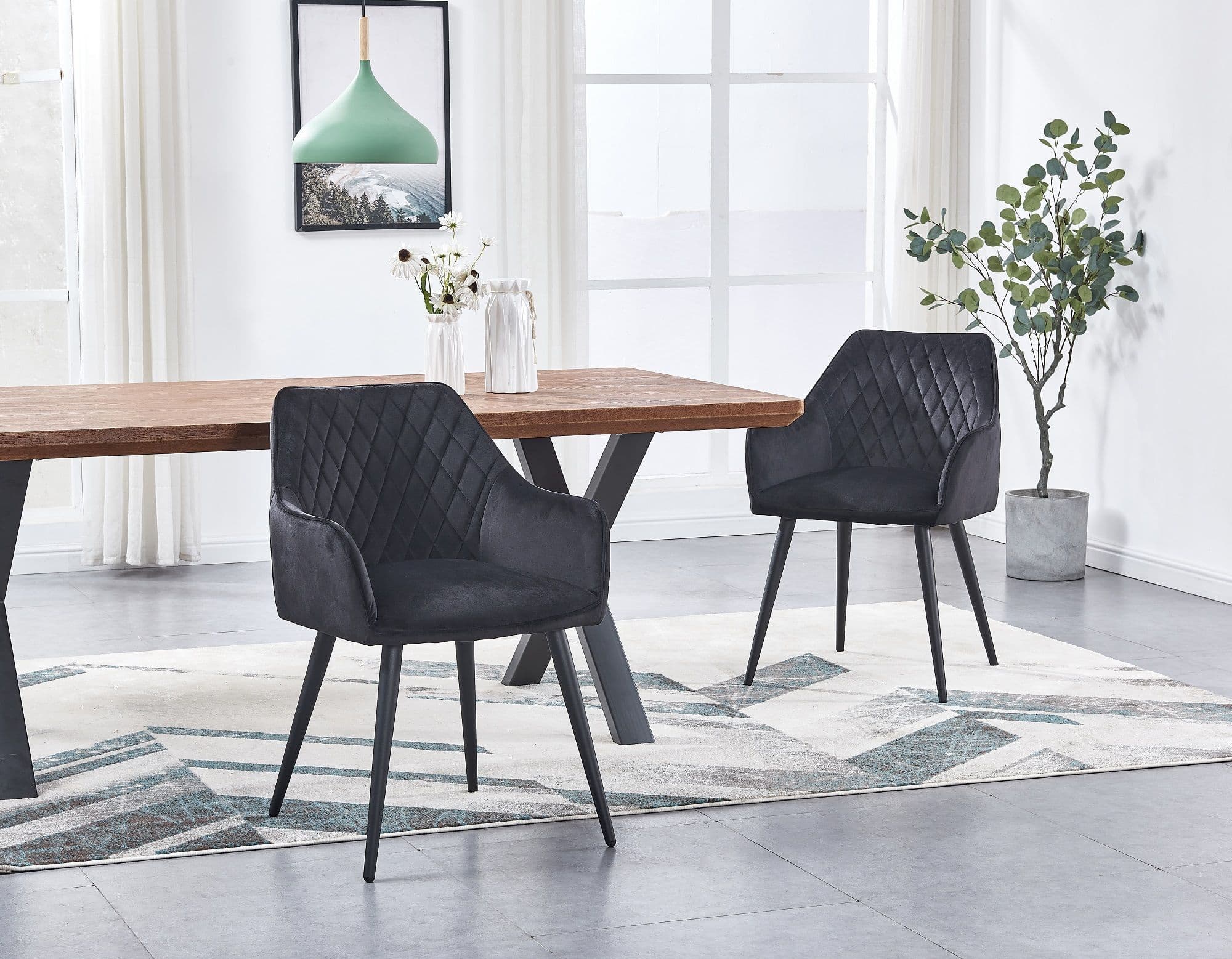 X2 Hanko Black Velvet Dining Chair - Image 6