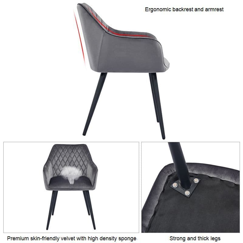 X2 Hanko Black Velvet Dining Chair - Image 10