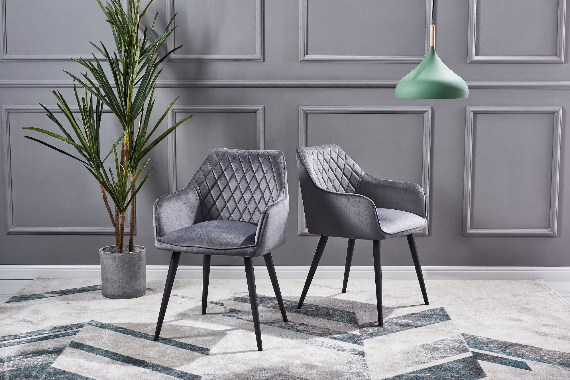 X2 Hanko Black Velvet Dining Chair - Image 11